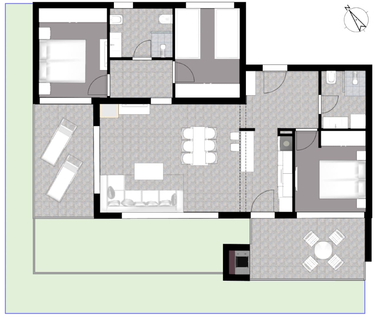 Nowy apartament gotowy do zamieszkania, 60m od morza, basen, Maslenica A Tlocrt Stan Prizemlje S App