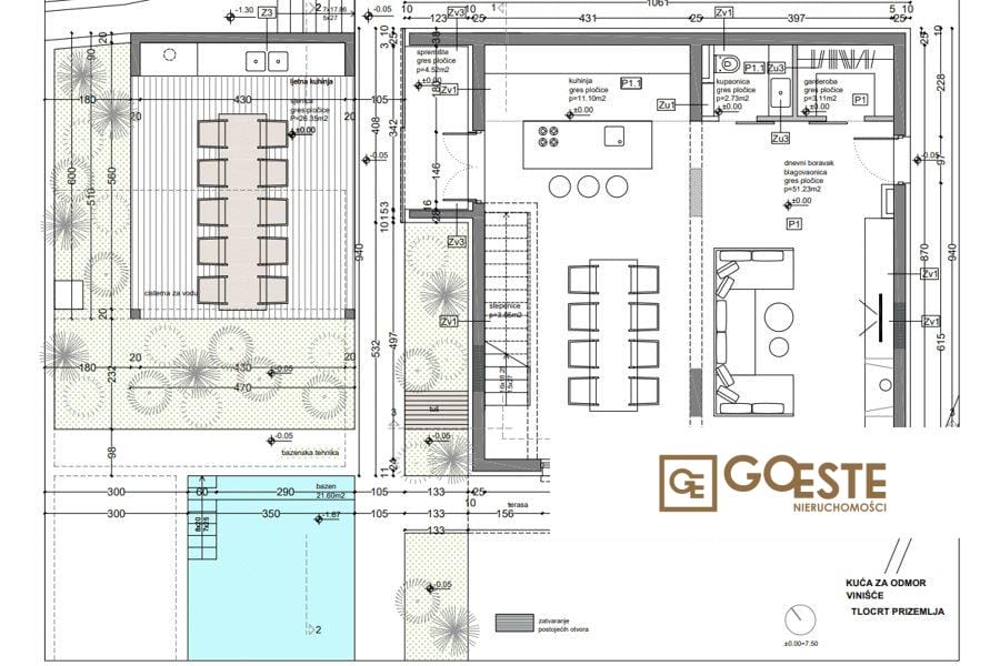 Vinišće, nieruchomość z projektem willi z basenem - REF ID: 2011/100 w Trogir Chorwacja Project Villa Sea View For Sale